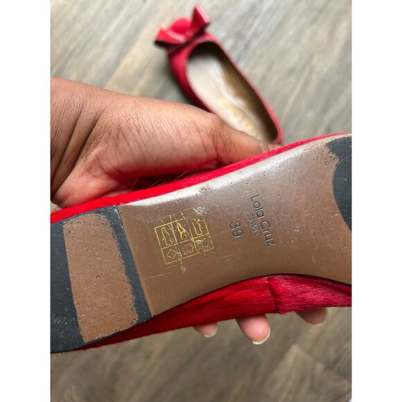 Lola Cruz Red Square Toe Bow Ballet Flats EU Size 39 US Size 8.5 - Picture 11 of 11